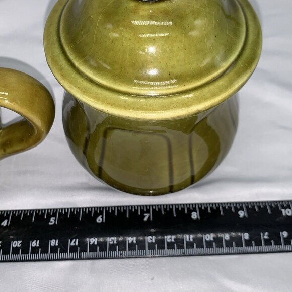 Vintage Green Ceramic Creamer & Sugar Bowl Set With Lid - Picture 12 of 12